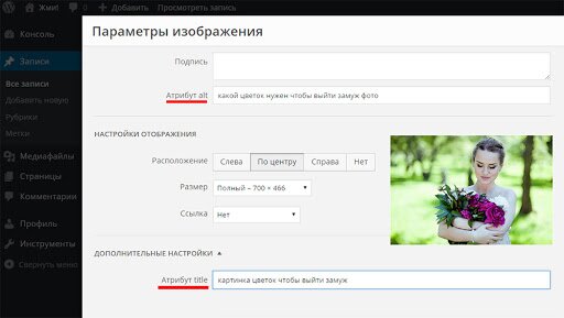 тег img и атрибуты alt title на wordpress